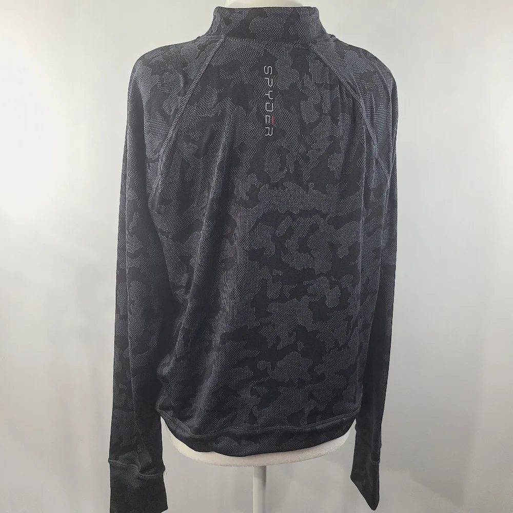 Spyder Active Camo Top Long Sleeve Boxy Crop Thumbholes Half Zip Mock Mockneck L - Picture 5 of 11